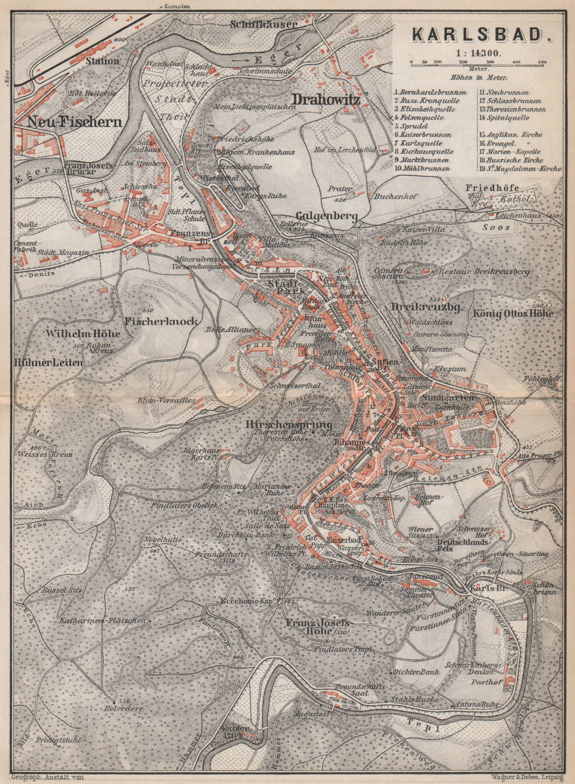 KARLOVY VARY town city plan mesta. Carlsbad Karlsbad. Czech Republic 1896 map